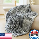 Blunique Ultra Soft Faux Rabbit Fur Throw Blanket Cozy Fuzzy Couch Bed. Fixed Price $85.90.