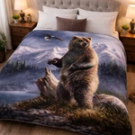 Beautiful Grizzly Bear Blanket, Plush Queen Size Throw - Machine Washable. Fixed Price $59.99.