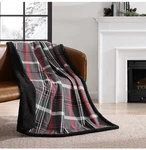 Eddie Bauer Cotton Flannel/shearling Reverse Throw Blanket - Winslow Grey/red. Fixed Price $40.00.