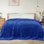 Exclusivo Mezcla Queen Size Flannel Fleece Blanket, Super Soft Striped Jacqua.... Fixed Price $42.35.