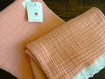 Pereira Da Cunha Portugal Coral Melon Woven Cotton Crochet Trim Throw Blanket. Fixed Price $56.99.