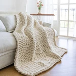 Chunky Knit Throw Blanket 60X80 Soft Cozy Chenille Cream LCB001 Larexius Luxury. Fixed Price $114.99.