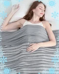 Ailemei Direct Cooling Blanket For Hot 90"X90" Queen, Grey Stripe. Fixed Price $73.43.