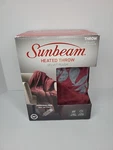 Sunbeam Velvet Plush Heated Throw Blanket W/ 3 Settings Maroon 657680 50X60. Fixed Price $29.99.