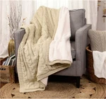 New Life Comfort Cable Knit & Sherpa Lined Throw Blanket Khaki/beige 50" X 60". Fixed Price $59.99.