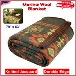 Merino Wool Blanket - Warm Thick Washable Outdoor Throw, Myers Green 79" X 63". Fixed Price $47.60.