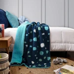 Life Comfort Kids Ultimate Sherpa Fleece Throw, Teal Dark Blue W/spots. Fixed Price $17.99.