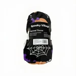 Spooky Village Flannel Throw 50 X 70 Skulls & Spiderwebs Punkins On Black New. Fixed Price $14.00.