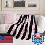 Juicy Couture Cabana Plush Black Striped 90"X90" Fuzzy Full/queen Bed Blanket -. Fixed Price $56.38.