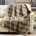 Dreamnine Luxury Brown Cheetah Print Faux Rabbit Fur Blanket For Couch 50" .... Fixed Price $30.70.