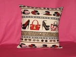 Handmade Throw Pillow Cover - 14" Hats, Shoes, Glasses. Fixed Price $10.00.
