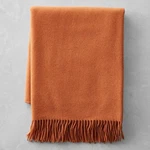 Williams Sonoma European Solid Cashmere Throw Blanket 51 X 65 Orange Nwot. Fixed Price $199.99.