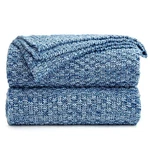 Longhui Bedding Blue Knitted Throw Blanket For Couch, Soft, Cozy Machine Wash.... Fixed Price $39.50.