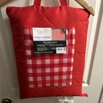 Mainstays Outdoor Blanket 60"X70" Red/white Check Polyester Water Resistant. Fixed Price $11.33.