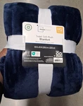 Mainstays Plush Blanket Navy Blue Full/queen 90X90IN Recycled Polyester Oeko-tex. Fixed Price $25.20.