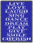 Live Love Laugh North American Made Encouraging Poetry Tapestry Throw Blanket. Fixed Price $34.00.
