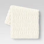 50"X60" Ruched Faux Rabbit Fur Throw Blanket Cream - Threshold:. Fixed Price $12.99.
