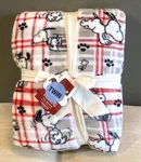 Snoopy Peanuts Berkshire Twin Blanket Plaid Red Gray White 60X90 Plush Throw. Fixed Price $52.00.