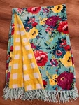 Pioneer Woman Reversible Plush Floral/checked Throw Blanket W/fringe 50"X72". Fixed Price $34.89.