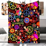 Colorful Hippie Peace Heart Flannel Throw Blanket Super Soft Cozy Sofa Decor. Fixed Price $23.99.