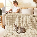 Faux Rabbit Fur Blanket 90 Queen Soft Fluffy Plush Almond White Lagraty Luxury. Fixed Price $154.99.