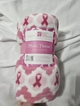 Northpoint New National Breast Cancer Pink/white Poly Plush Throw W/towel. Fixed Price $17.00.