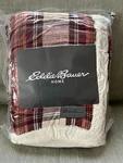 Eddie Bauer Throw Blanket Reversible Sherpa Bedding Edgewood Plaid Flannel 50X60. Fixed Price $16.00.