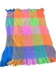 Anthropologie Blanket Throw Wool Blend 50X70 Colorful Pink Orange Fuzzy Fringe. Fixed Price $100.00.