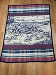 Vintage Fox Hunt Horses Cotton Woven Tapestry Blanket Throw L.l. Bean? 63"X 48". Fixed Price $79.00.