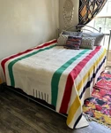 Hudson Bay 6 Point Wool King Blanket Striped Label England 98 X 90. Fixed Price $499.00.