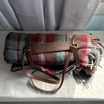 Pendleton Motor Robe Ruby Beach Wool Blanket Plaid 52X66IN With Leather Carrier. Fixed Price $60.00.