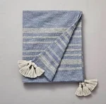 Heathered Stripe Tasseled Woven Throw Blanket Blue - Hearth & Hand Magnolia New. Fixed Price $24.00.
