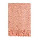Bourina Orange Throw Blanket 50X60 Inches Textured Solid 50"X60", Coral. Fixed Price $33.99.