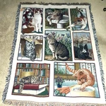 New Manual Woodworkers & Weavers Cat Tapestry Throw Blanket "kitty Corner" 51X68. Fixed Price $57.98.