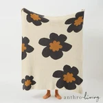 New Anthropologie Boho Large Flower Print Retro Throw Blanket Bedding 48" X 60". Fixed Price $104.40.