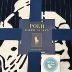Polo Ralph Lauren Throw Blanket Navy /ivory Cotton 50"X70" New Pin Stripe Rare. Fixed Price $119.99.