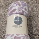 Natalia Fleece Throw Blanket 50 X 60 In Purple White Floral Pattern. Fixed Price $23.99.