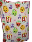 Vtg Shopkins Anamorphic Character Plush Throw Blanket 2013 Moose Toy 40X60. Fixed Price $14.00.