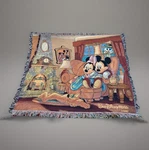 Walt Disney World Tapestry Woven Throw Cozy Mickey Minnie Pluto Limited Ed.. Fixed Price $50.00.