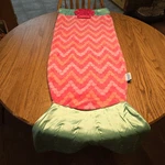 Kids Wearable Snuggie Fleece Blanket Pink/green Mermail Tail 27"W X 53"L Euc. Fixed Price $8.00.