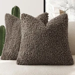 Foindtower 2 Pieces 16X16 Inch Chocolate, Faux Fur Throw Pillow Cover Accent. Fixed Price $31.06.