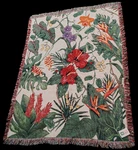 Vtg Tropical Tapestry Throw Blanket The Manual Woodworkers & Weavers 51"X68" Htf. Fixed Price $44.99.