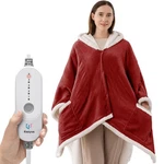 Heated Throw Blanket With Hood, Pockets, 5 Settings, Machine Washable. Fixed Price $51.07.