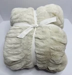 Pottery Barn 50 60 " Ruched Faux Fur Throw, Ivory-read. Fixed Price $89.00.