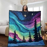 Aurora Quilt Blanket Forest Under Northern Lights Bedding Starry Night Christmas. Fixed Price $32.26.