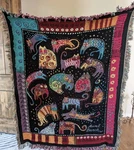 Laurel Burch Cats Tapestry Blanket Throw 48 X 58 Art Hanging. Fixed Price $29.00.