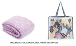 2 Pc Lilac Palm Floral Fleece Throw Blanket 50 X 80 & Gift Tote Vera Bradley New. Fixed Price $45.24.