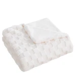 Luxury 3D Square Grid Faux Fur Throw Blanket Reversible Soft Teddy Velvet &.... Fixed Price $39.99.
