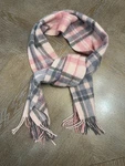 Edinburgh Scarf Shawl Rectangle 64 X 9.5 Pink Plaid 100% Lamb Wool Fringe. Fixed Price $27.00.
