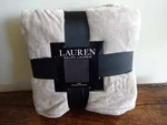Ralph Lauren Beige Tan Micromink Plush Fleece King Monogram Blanket. Fixed Price $62.99.